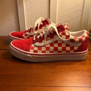 Vans Red Checkerboard Old School Womens Size 8